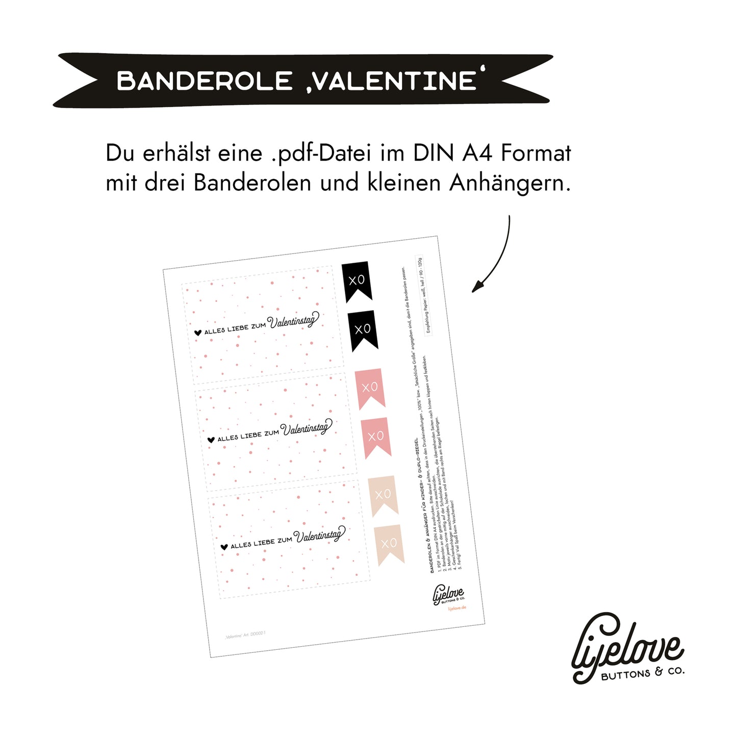digitaler Download VALENTINE Banderole & Anhänger für Duplo-/Kinderriegel