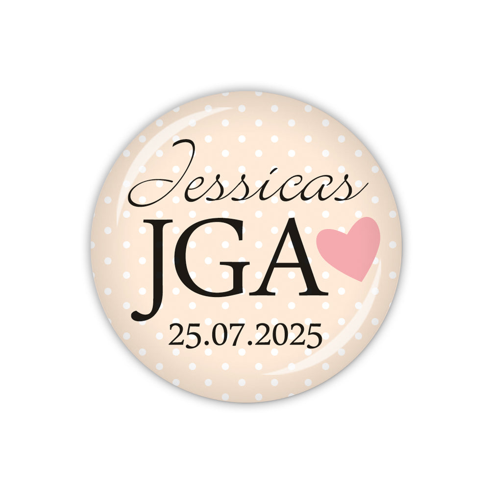 Button I DO JGA mit Namen der Braut & Datum