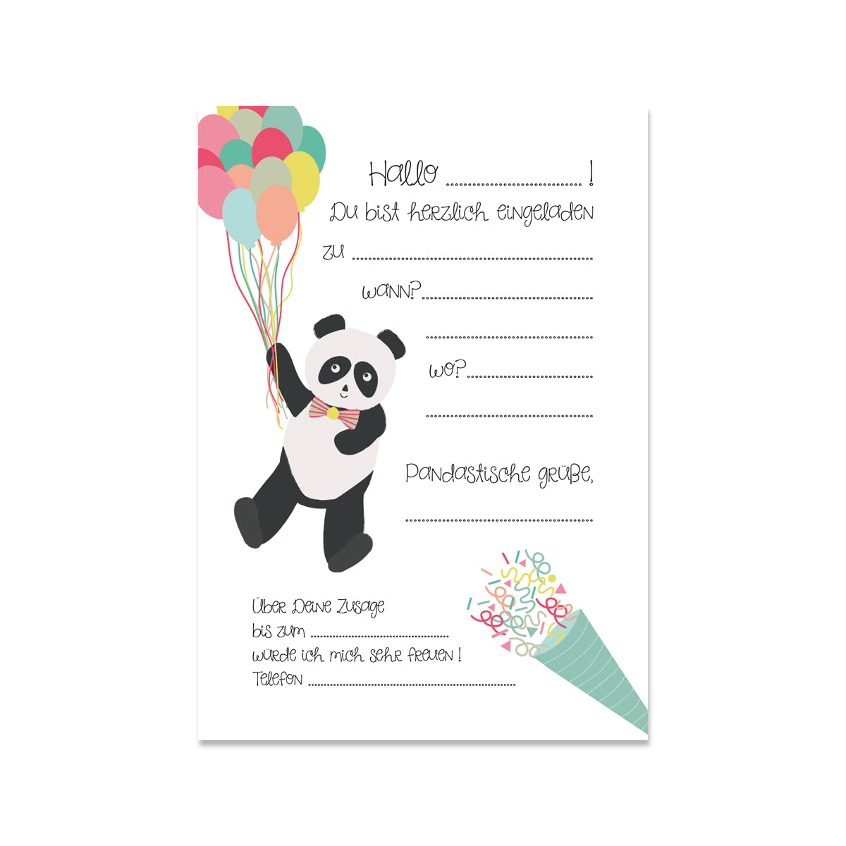 Einladungskarte PANDA PARTY