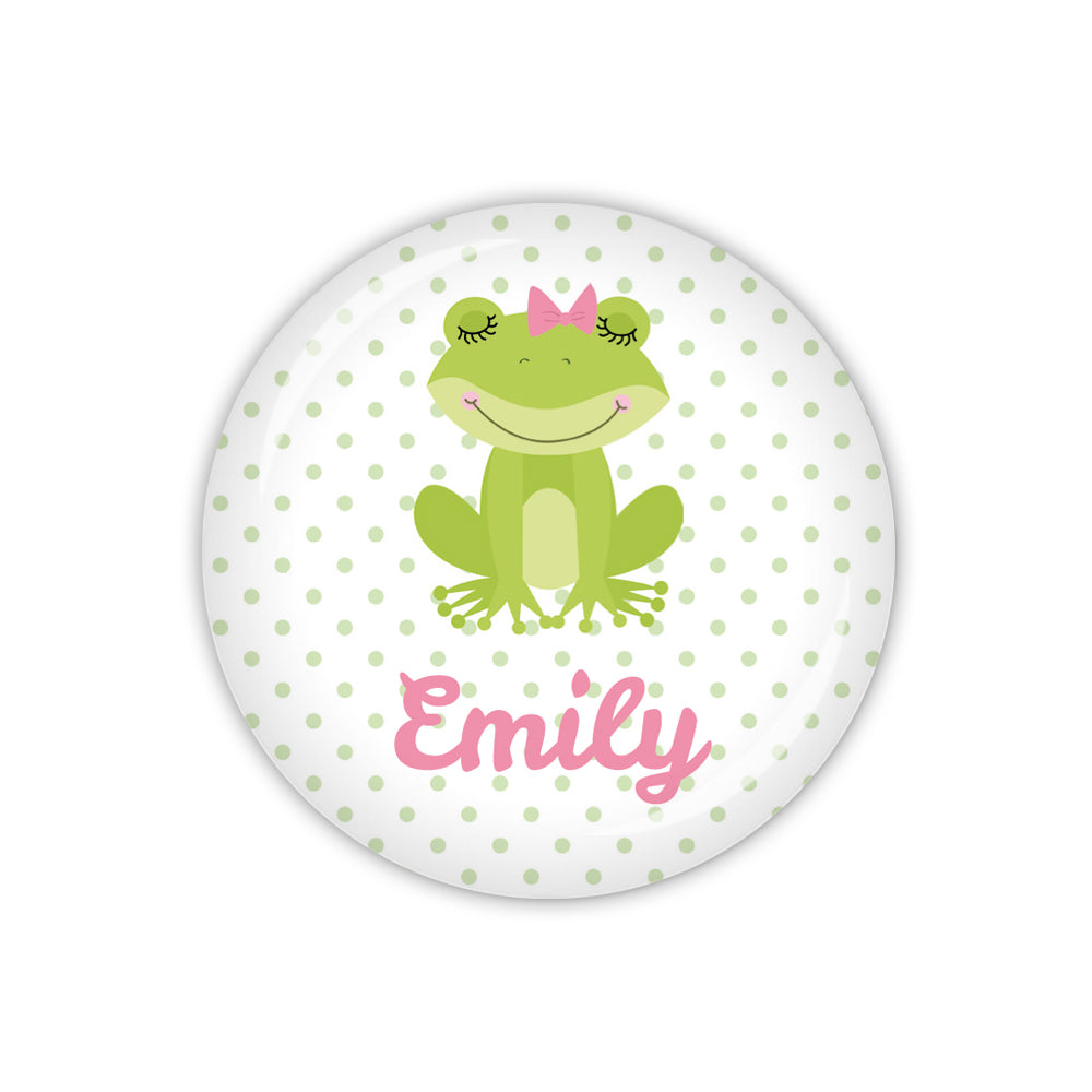 Button FROG PARTY Frosch & Wunschname, rosa