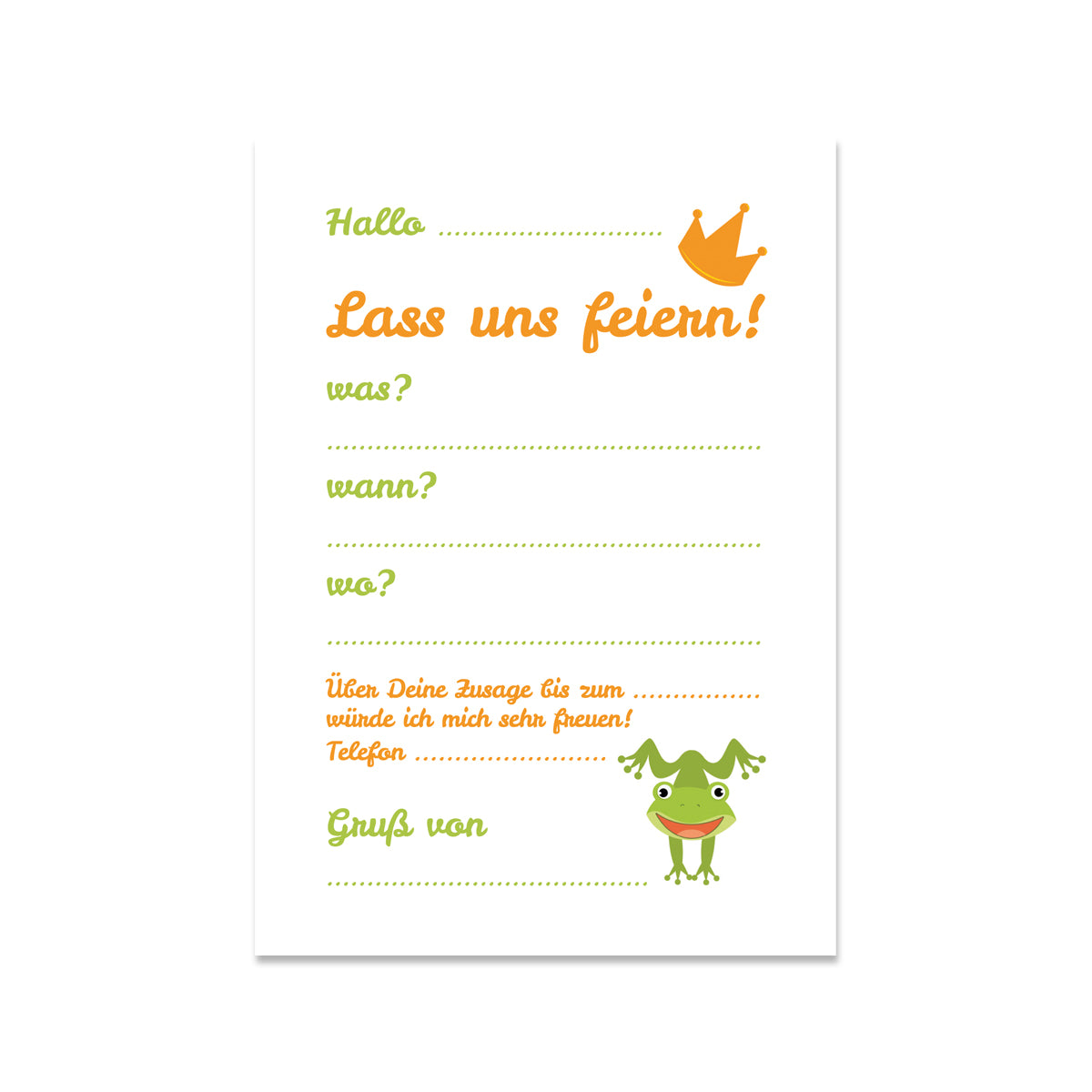 Einladungskarte FROG PARTY
