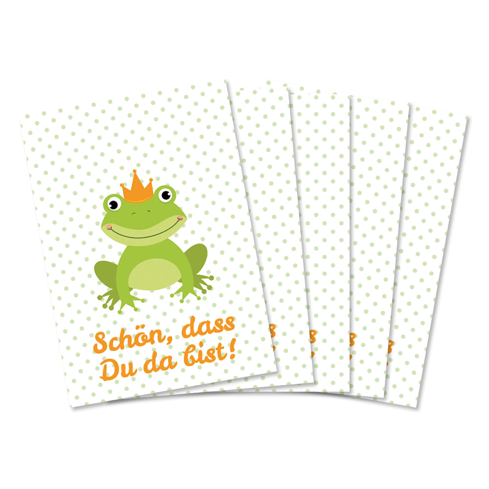 10 Minikarten FROG PARTY Schön, dass Du da bist!