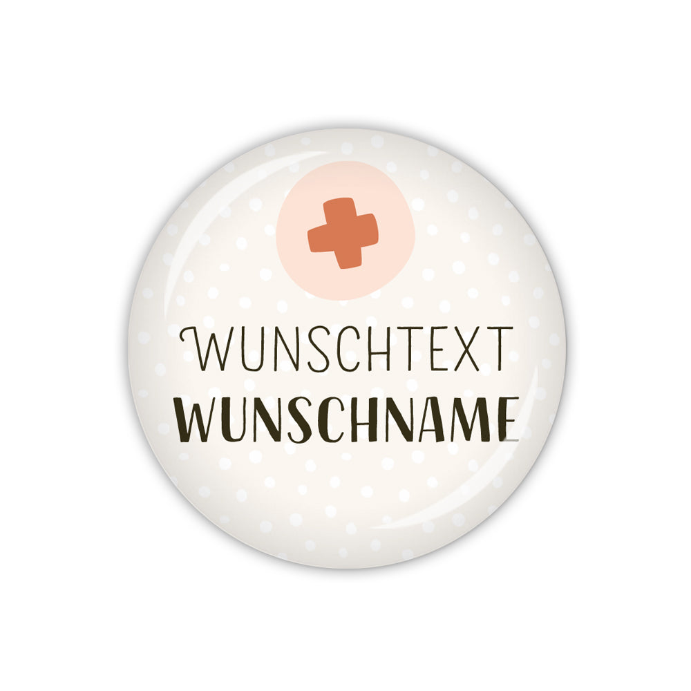 Button PFLEGEHELDEN Kreuz mit Wunschtext & Wunschname