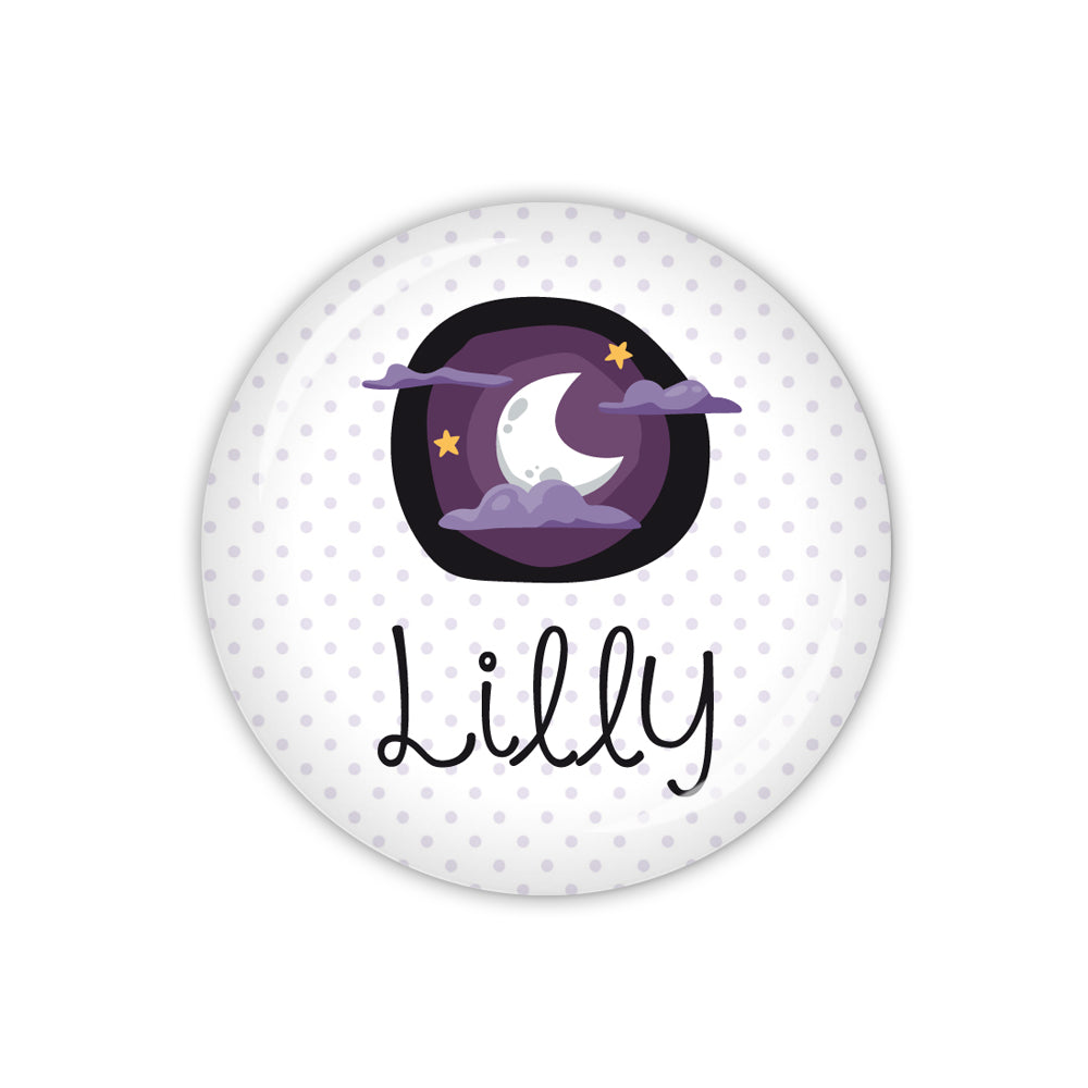 Button HALLOWEEN Mond mit Wunschname