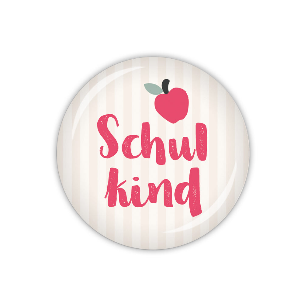 Button SCHOOL GIRL Schulkind & Apfel