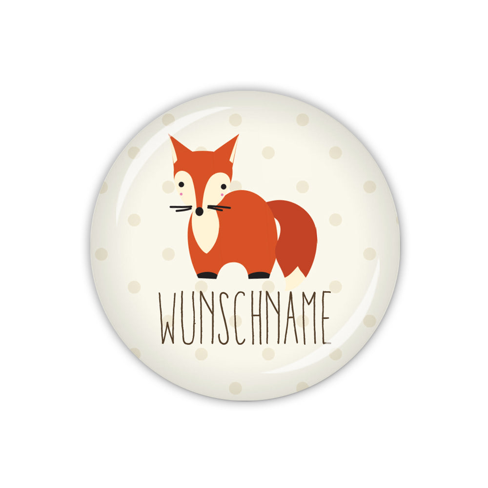 Button FOXY DOTS Fuchs & Wunschname
