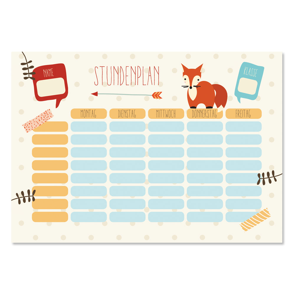 2 Stundenpläne FOXY DOTS mit Terminplaner