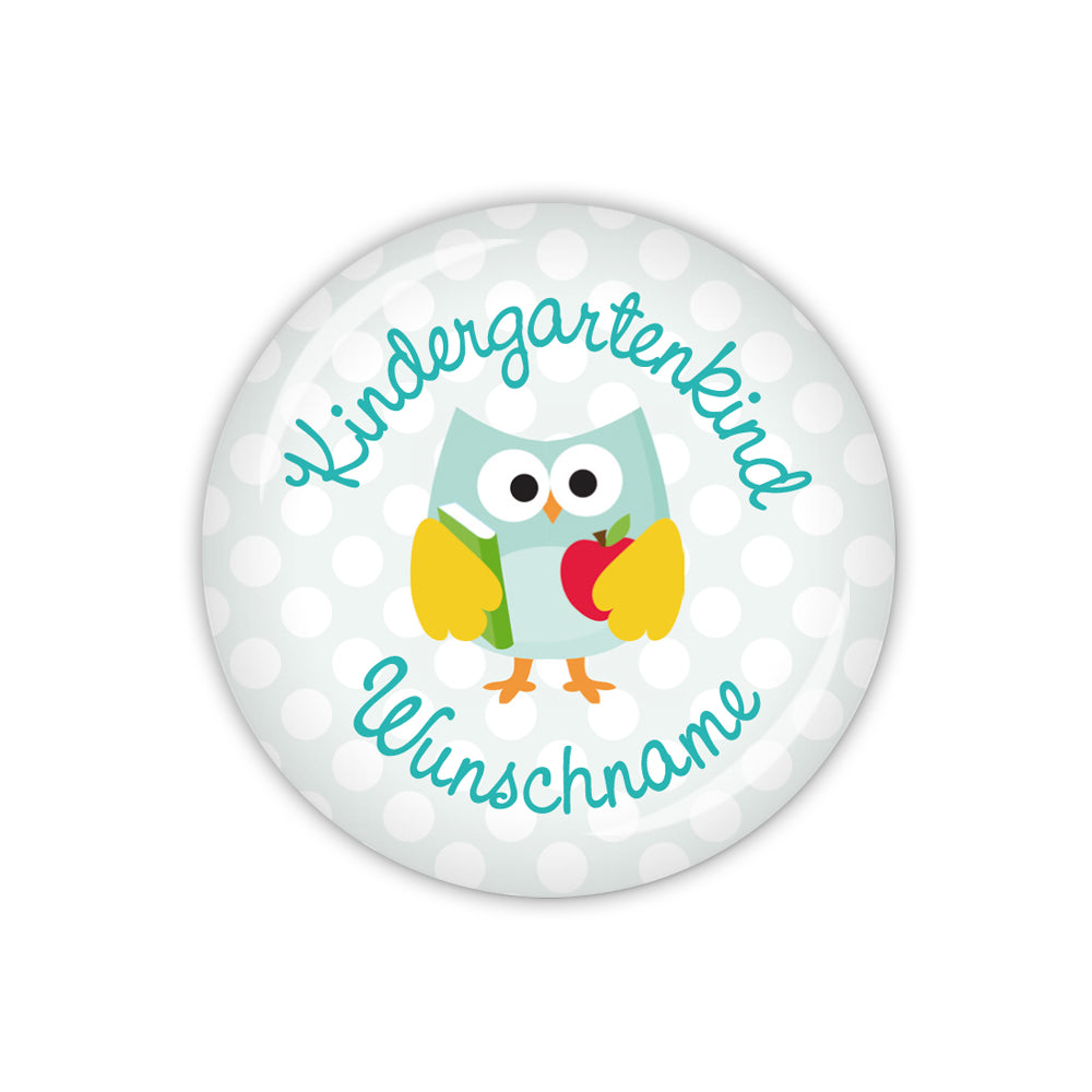 Button EULE SCHLAU Kindergartenkind & Wunschname