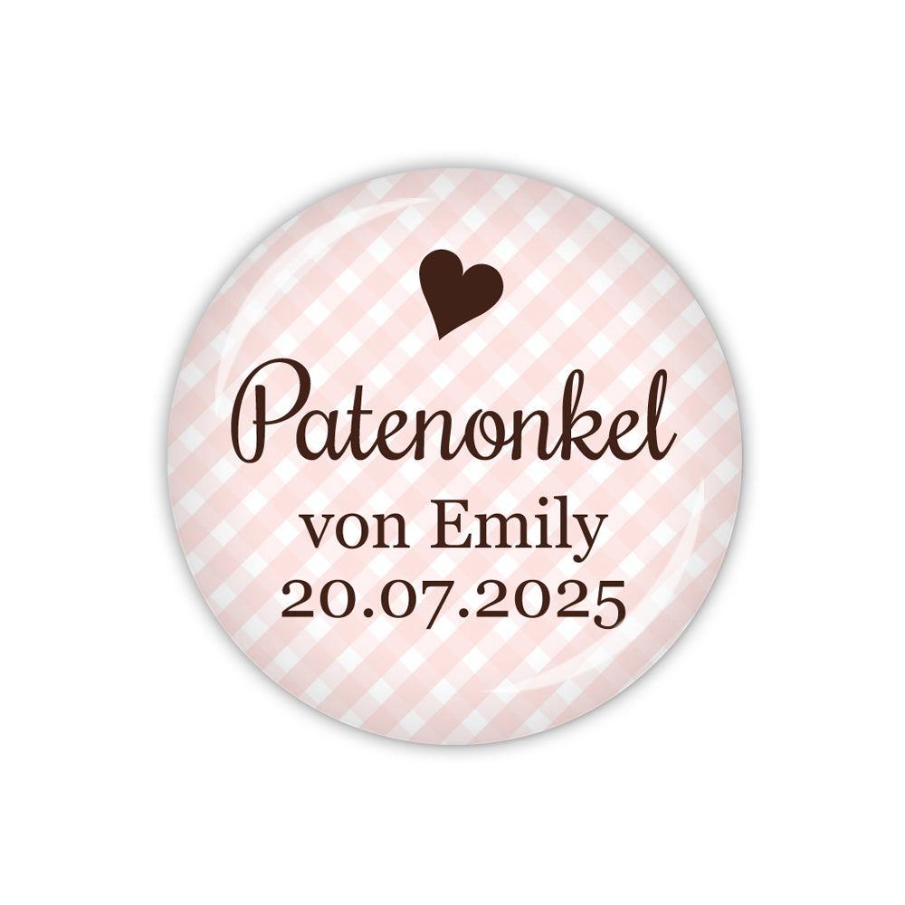 Button VICHY Patenonkel mit Name & Datum
