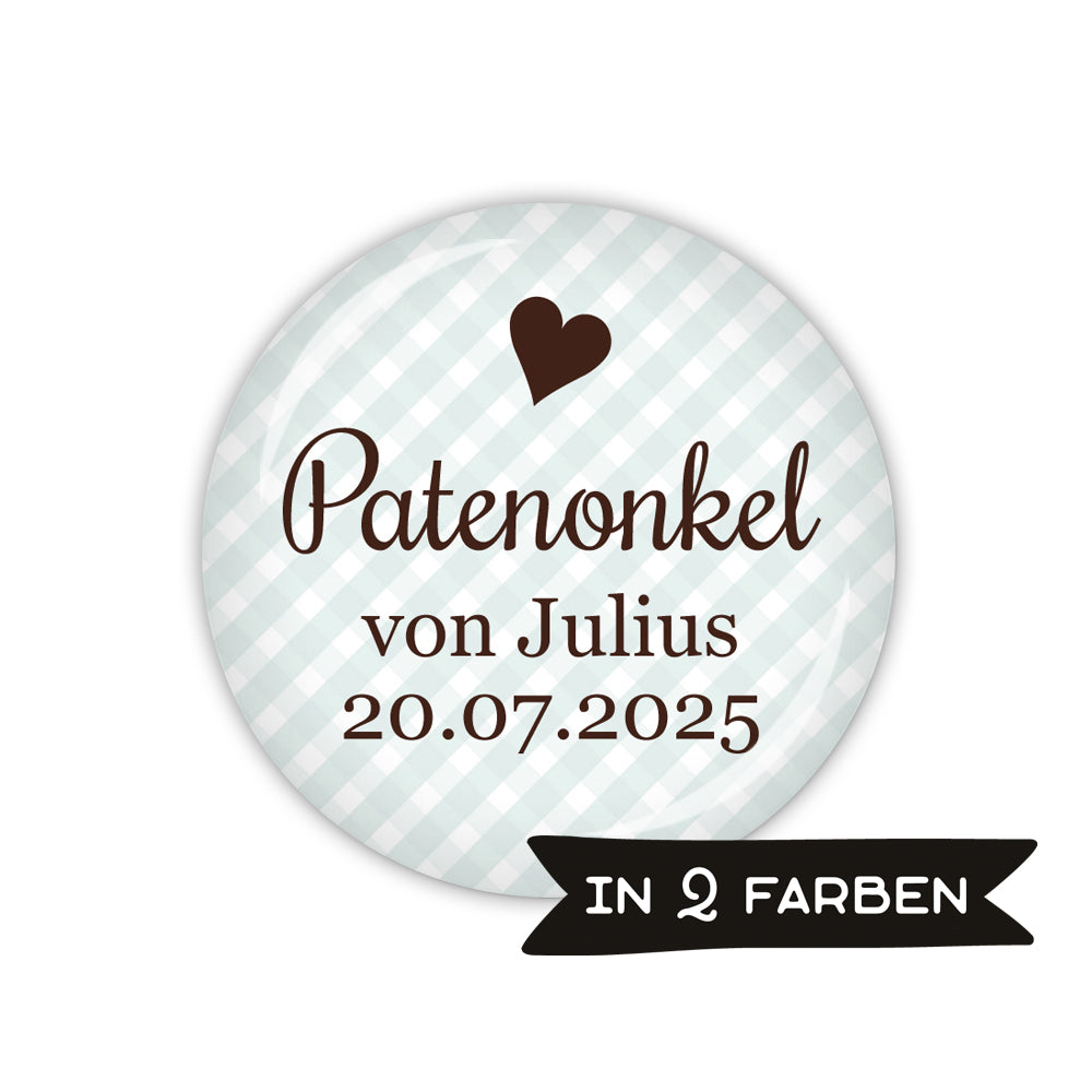 Button VICHY Patenonkel mit Name & Datum