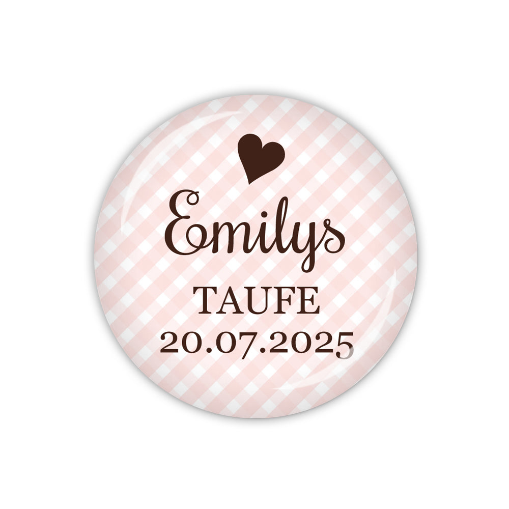 Button VICHY Taufe mit Name & Datum