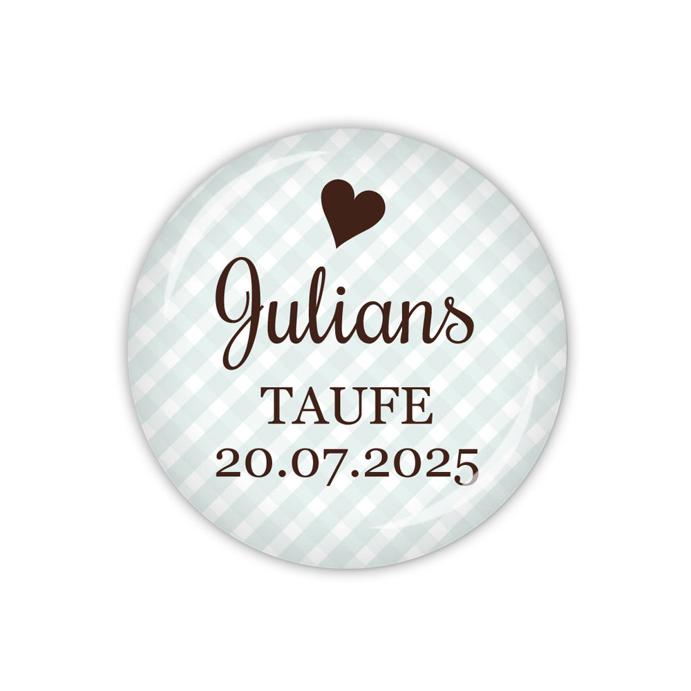 Button VICHY Taufe mit Name & Datum