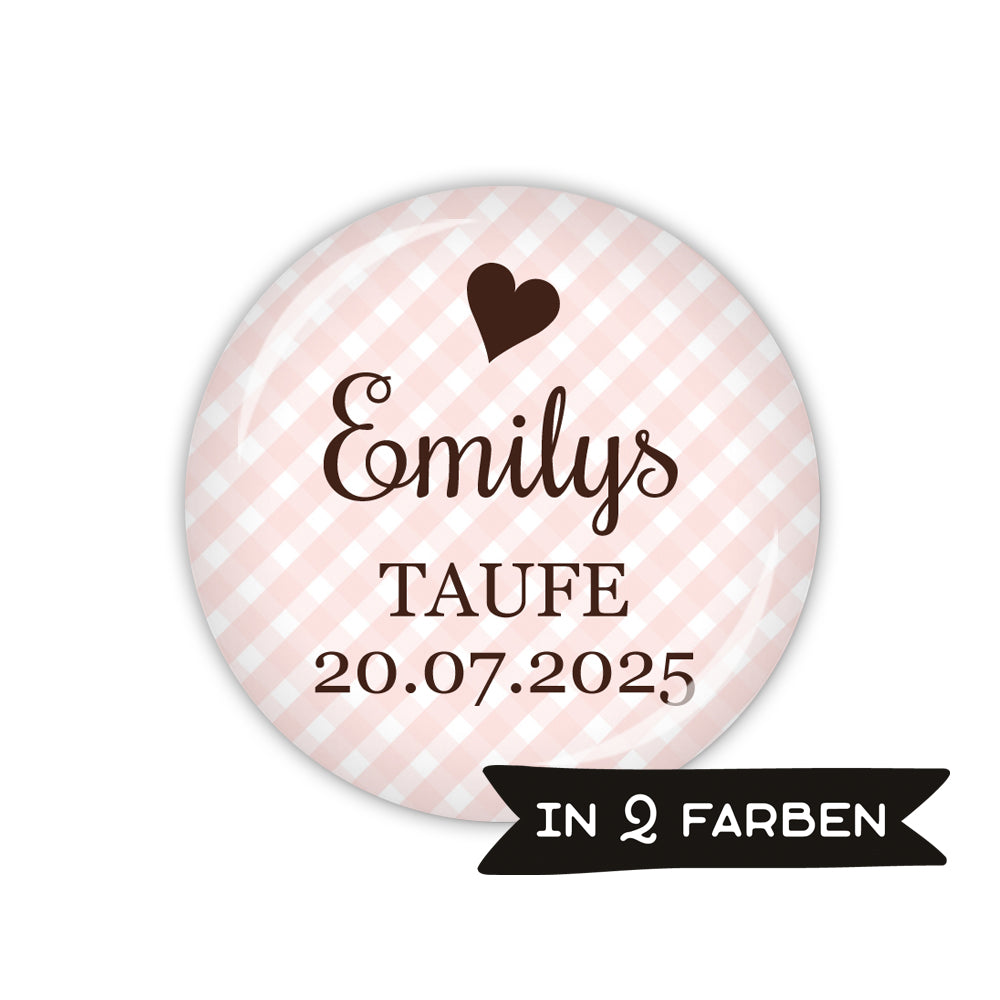 Button VICHY Taufe mit Name & Datum