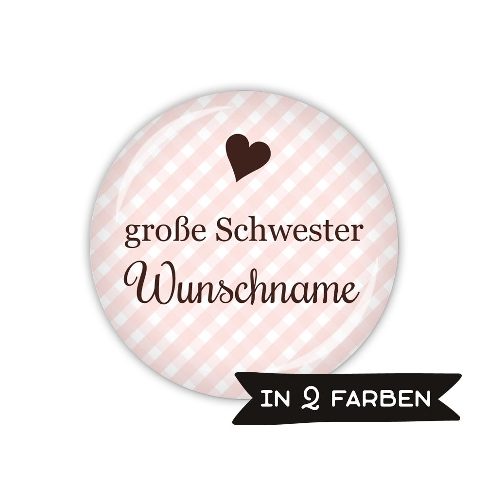 Button VICHY große Schwester & Wunschname