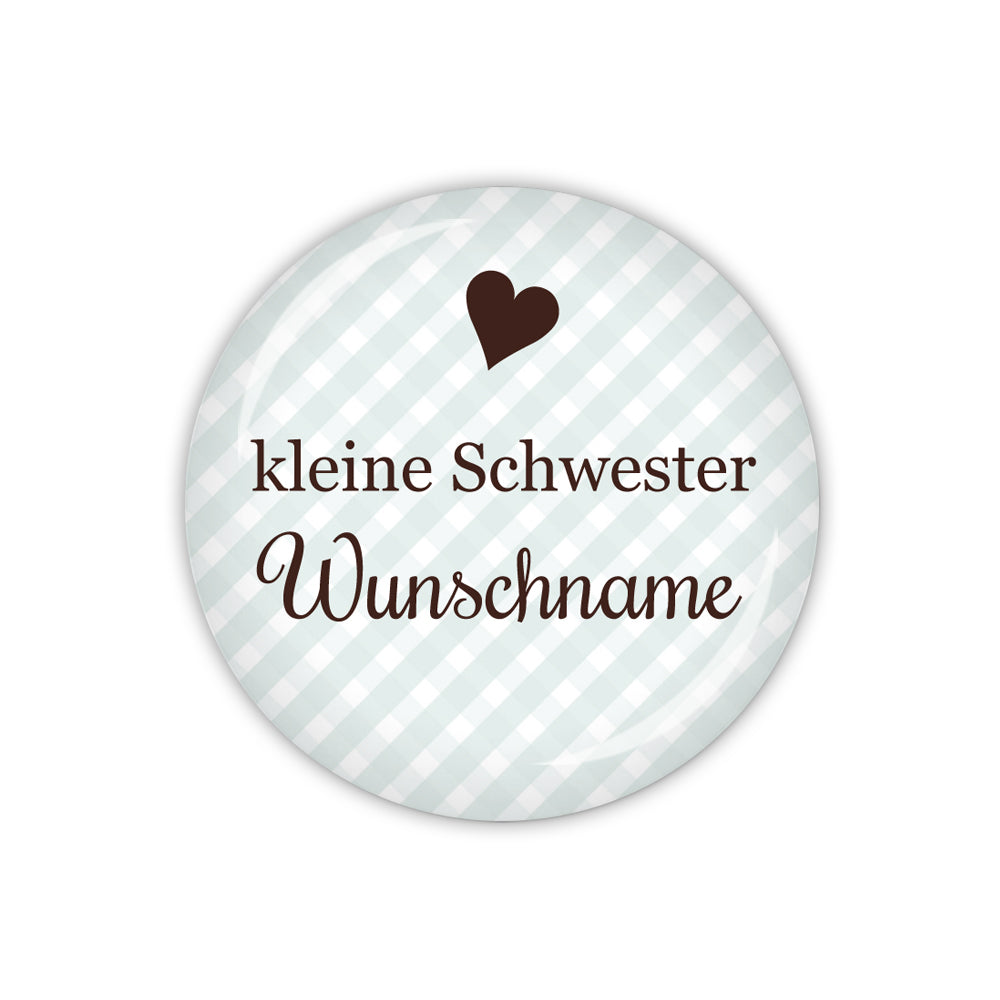 Button VICHY kleine Schwester & Wunschname