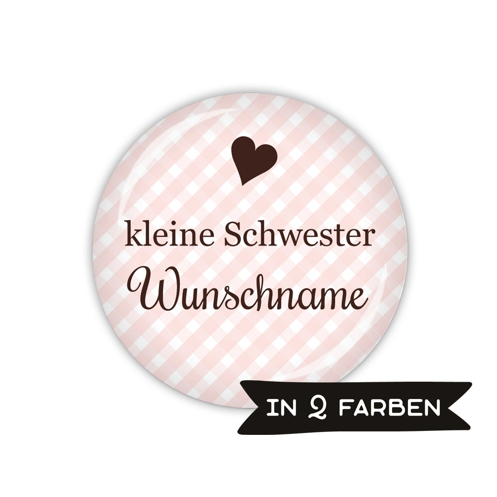 Button VICHY kleine Schwester & Wunschname