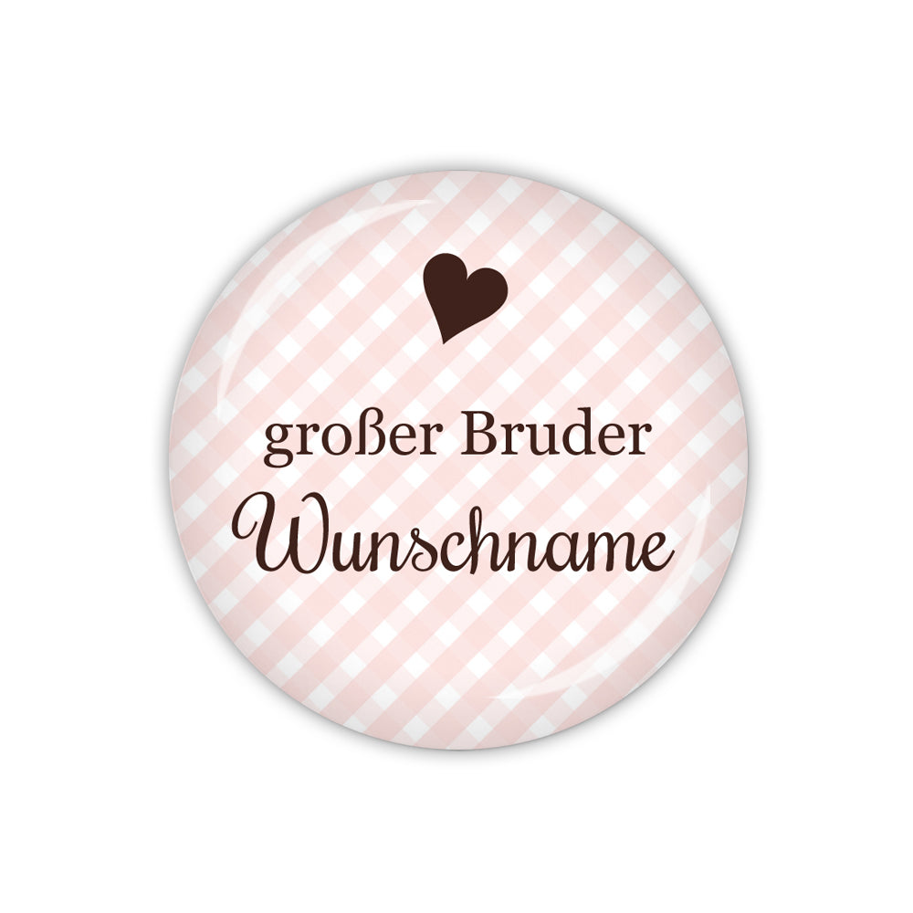 Button VICHY großer Bruder & Wunschname