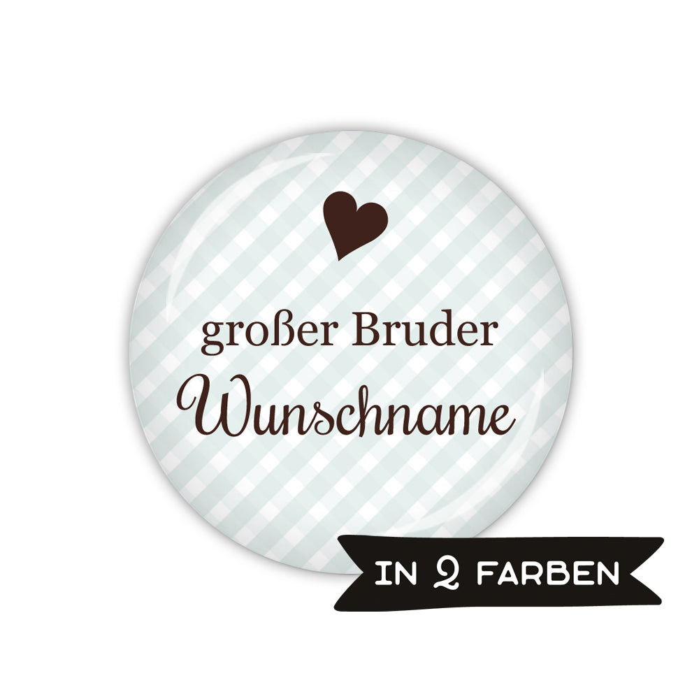 Button VICHY großer Bruder & Wunschname