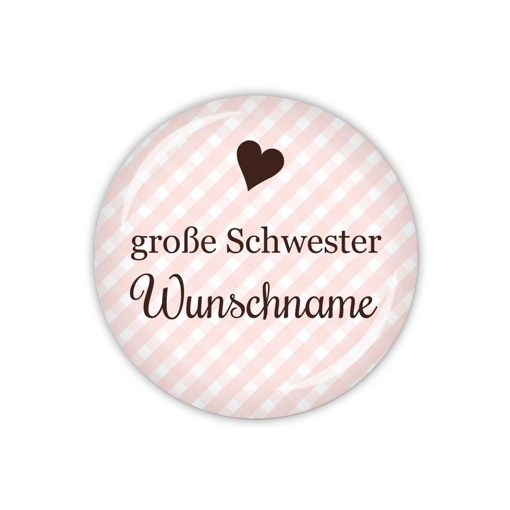 Button VICHY große Schwester & Wunschname