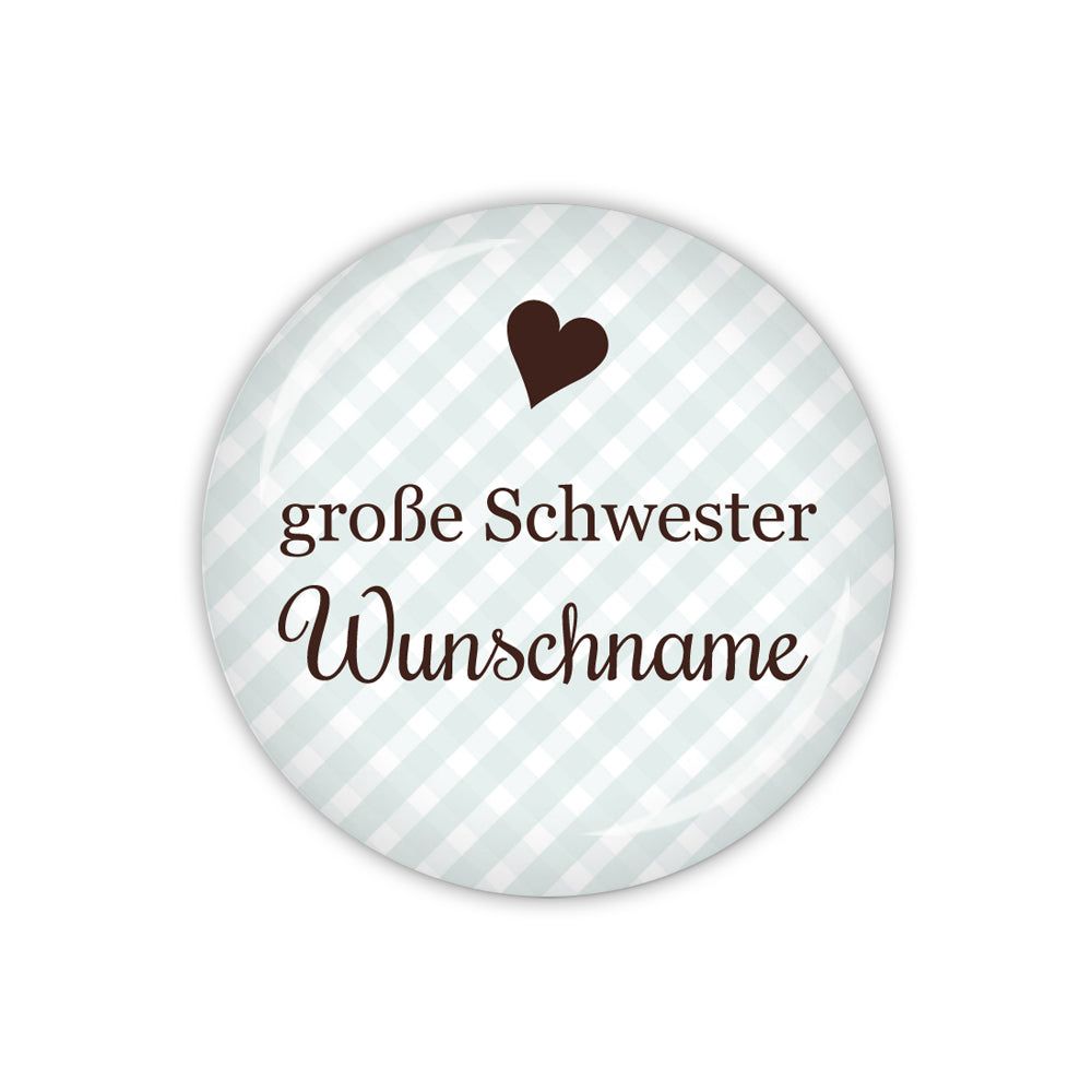 Button VICHY große Schwester & Wunschname