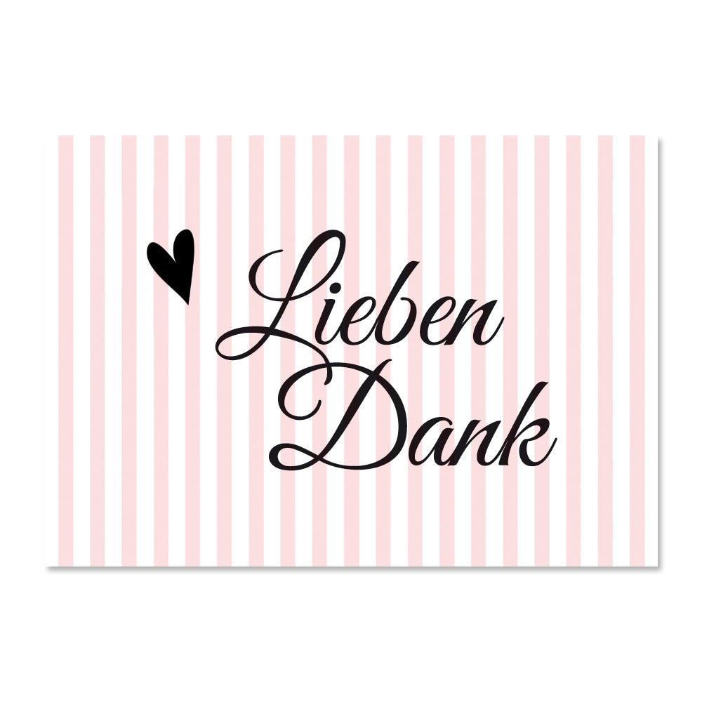 10 Minikarten STRIPES rosa, Lieben Dank