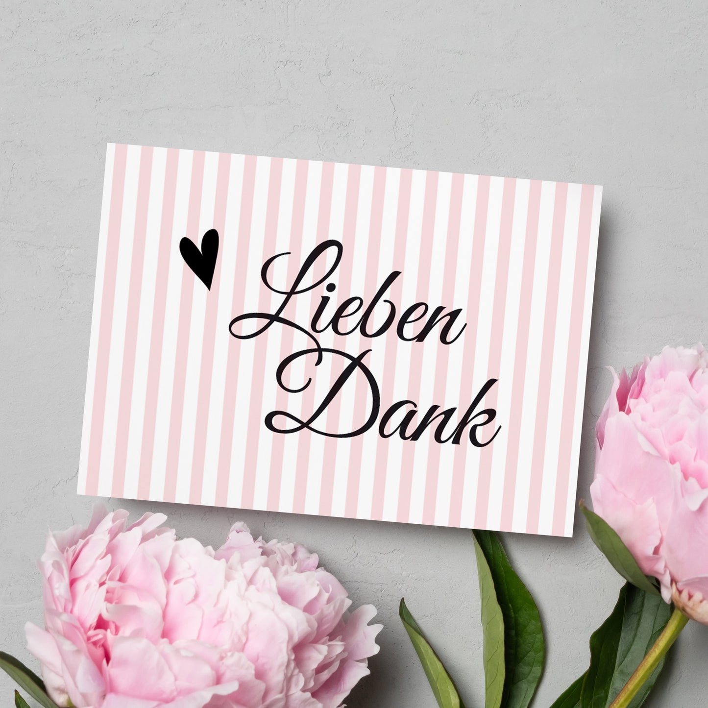10 Minikarten STRIPES rosa, Lieben Dank