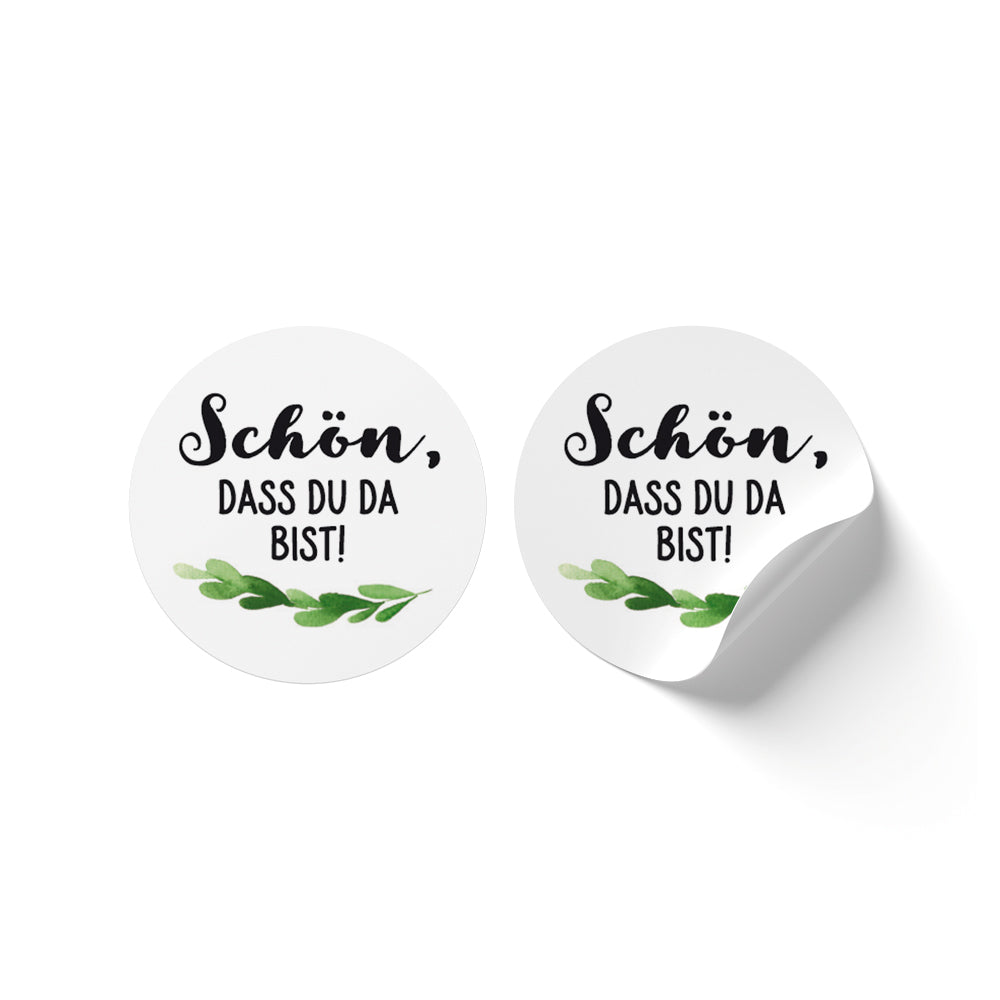 10 Aufkleber GREENERY Schön, dass Du da bist!