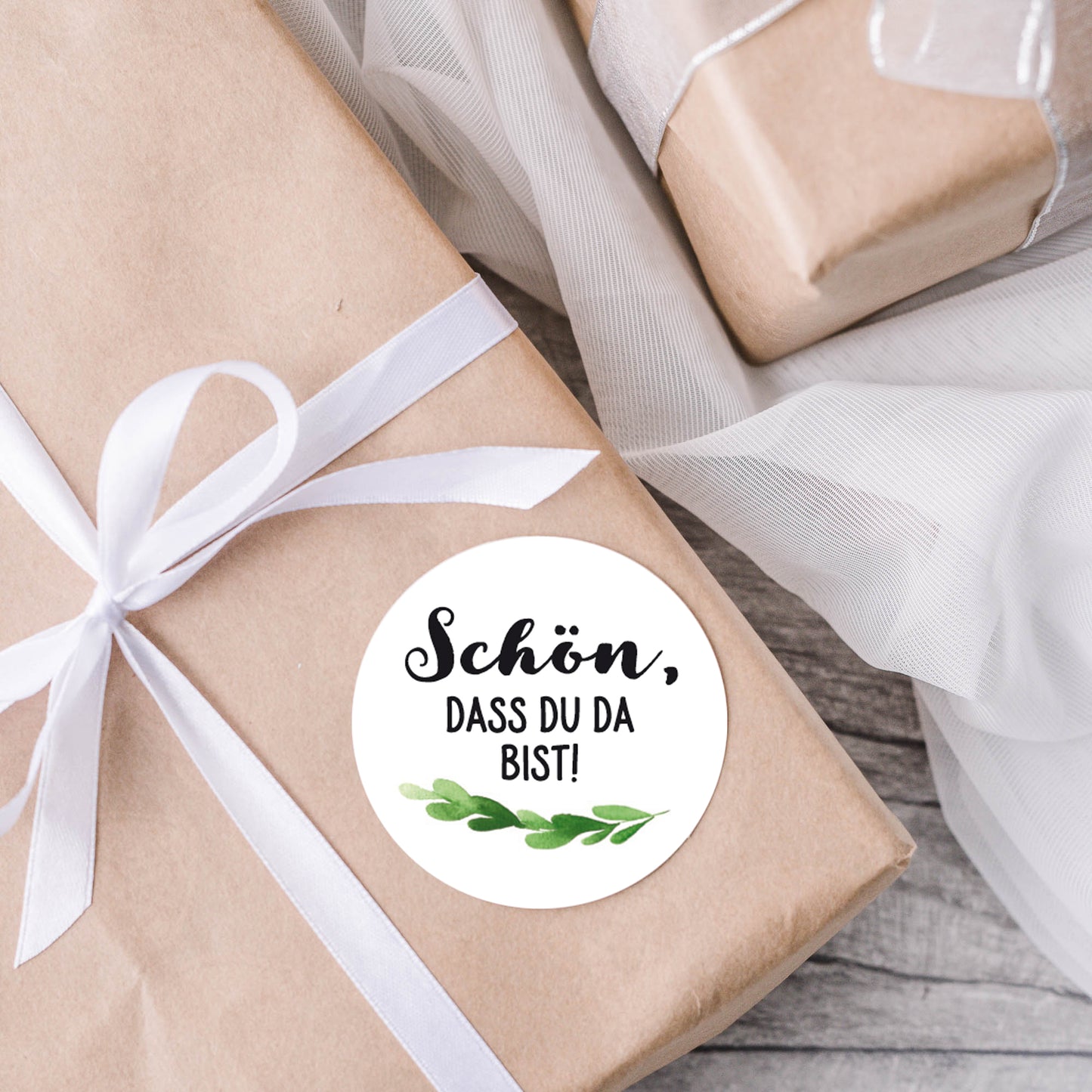 10 Aufkleber GREENERY Schön, dass Du da bist!