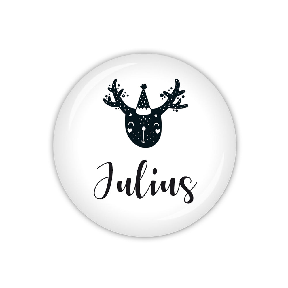 Button NORDIC WINTER Rentier & Wunschname