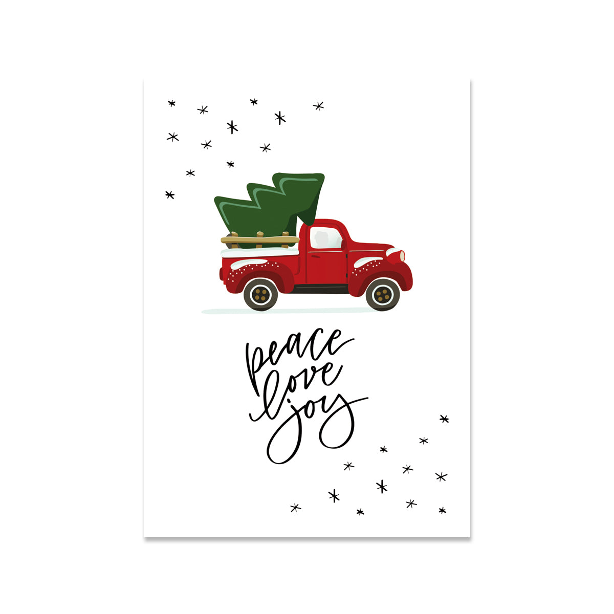 Weihnachtskarte PEACE LOVE JOY Truck & Tree