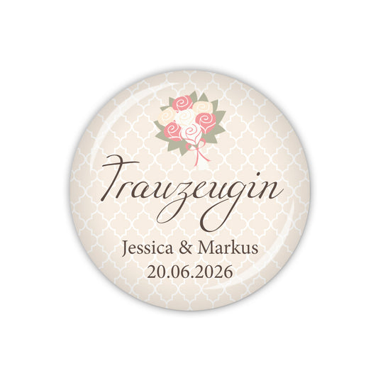 Button DARLING Trauzeugin mit Namen & Datum