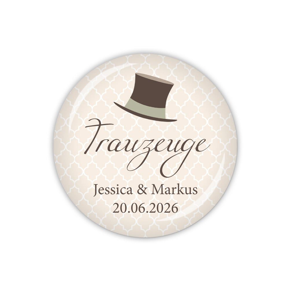 Button DARLING Trauzeuge mit Namen & Datum