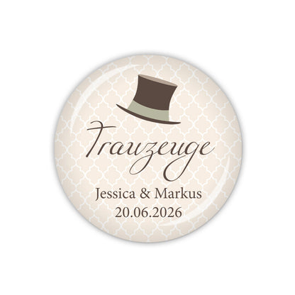 Button DARLING Trauzeuge mit Namen & Datum