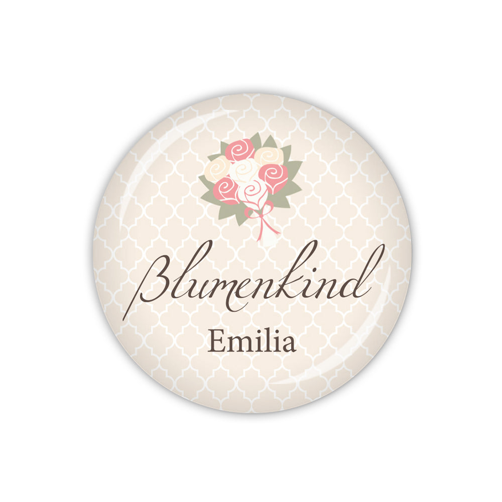 Button DARLING Blumenkind & Wunschname