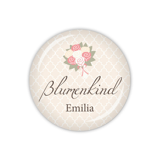Button DARLING Blumenkind & Wunschname