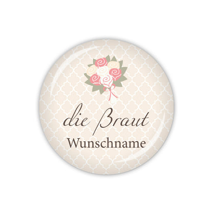 Button DARLING die Braut & Wunschname