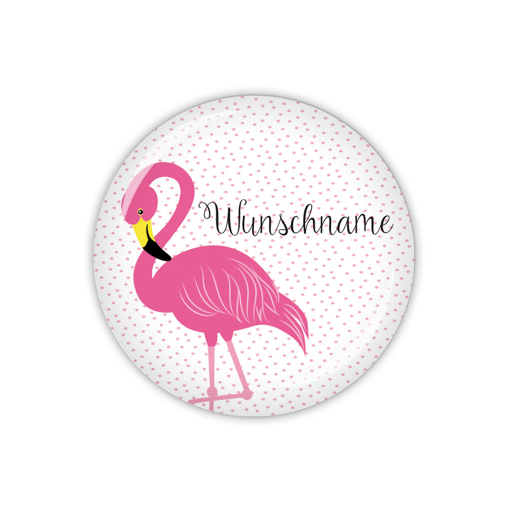 Button FLAMINGO mit Wunschname