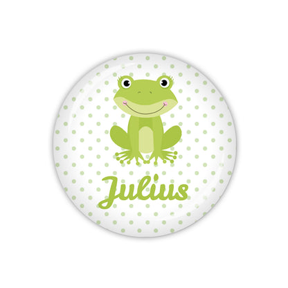 Button FROG PARTY Frosch & Wunschname, grün