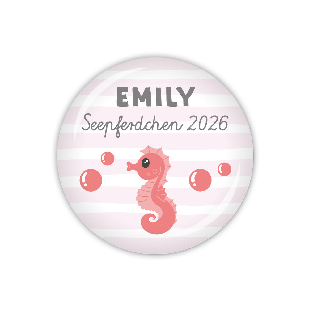Button SEEPFERDCHEN 2026 mit Wunschname
