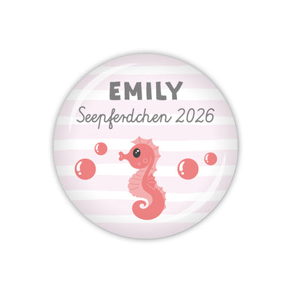 Button SEEPFERDCHEN 2026 mit Wunschname