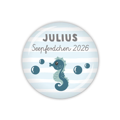 Button SEEPFERDCHEN 2026 mit Wunschname
