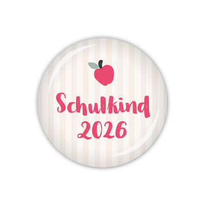 Button SCHOOL GIRL Schulkind 2026 & Apfel