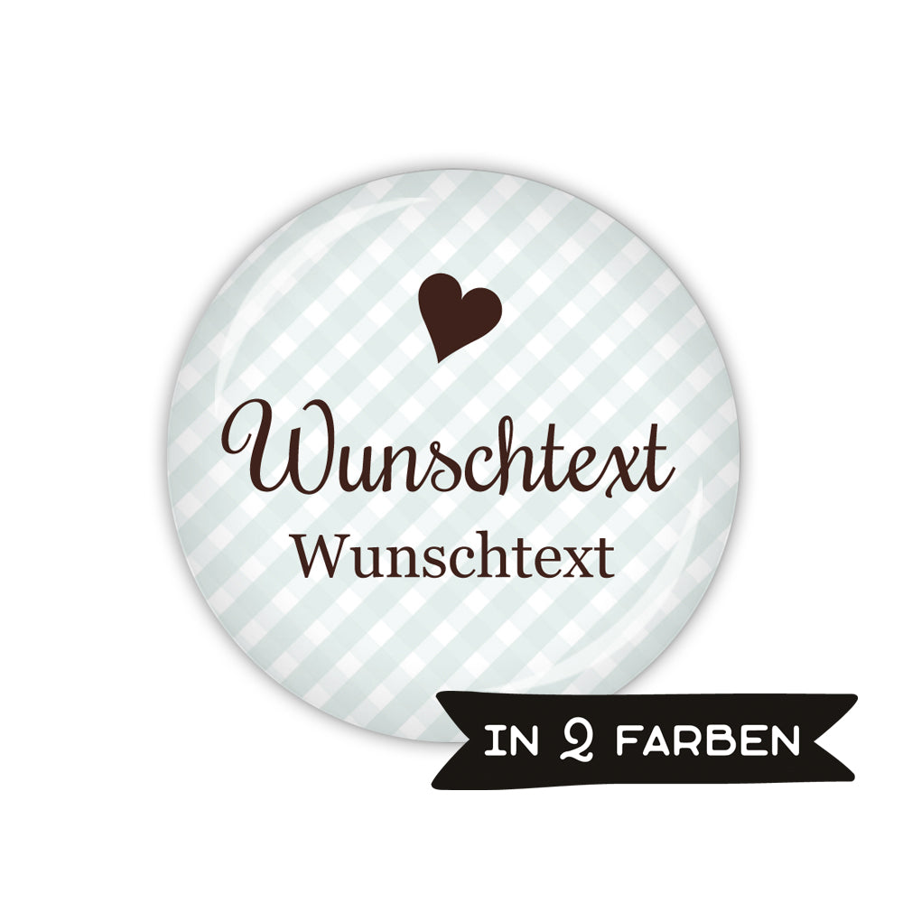 Button VICHY mit Wunschtext, 2-zeilig