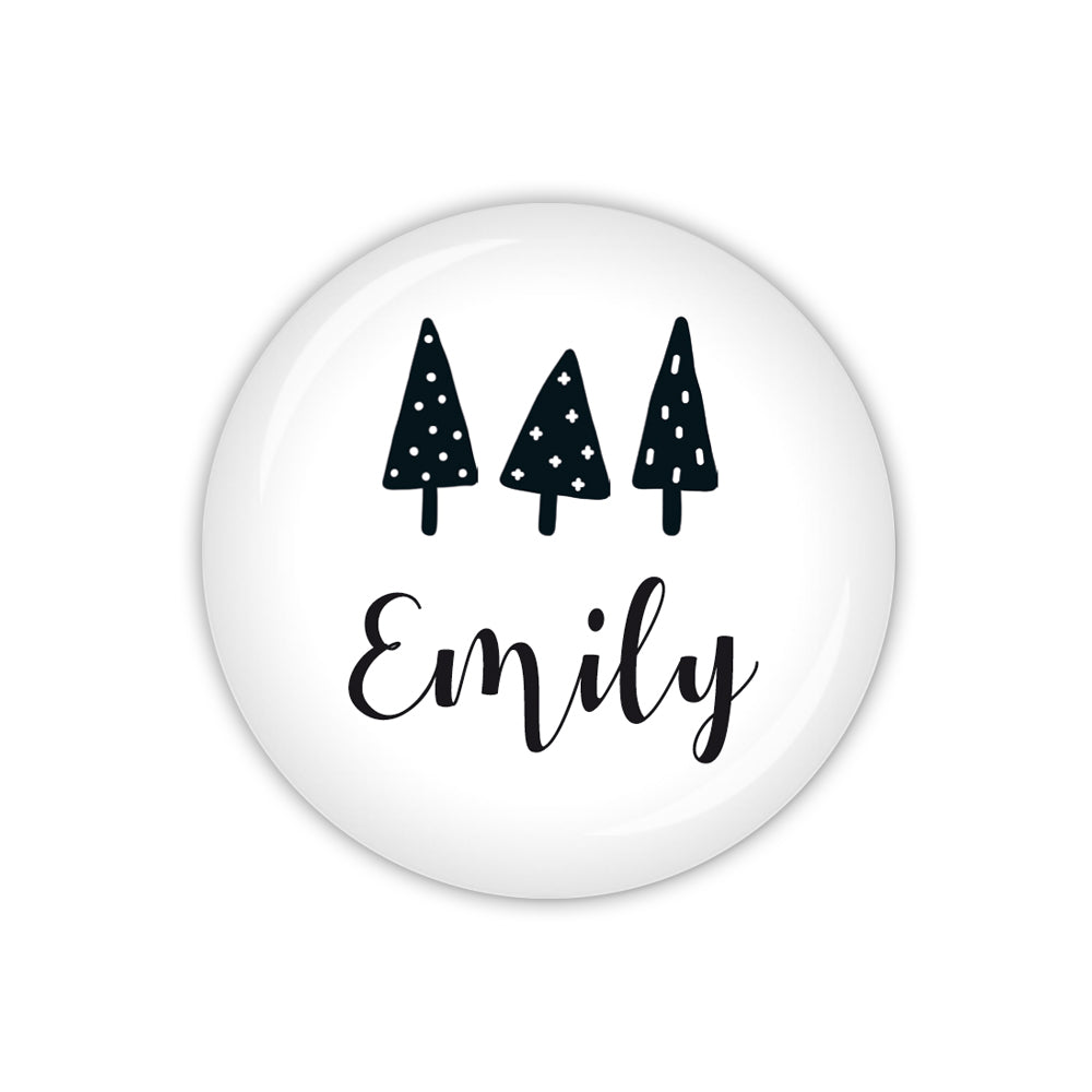 Button NORDIC WINTER Tannen & Wunschname