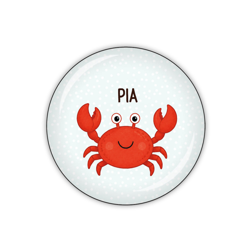Button KRABBE hellblau & Wunschname