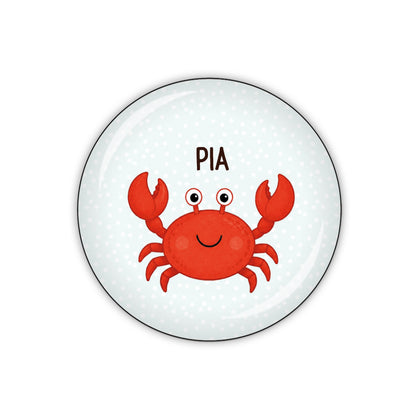 Button KRABBE hellblau & Wunschname