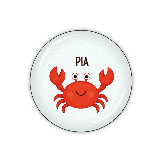 Button KRABBE hellblau & Wunschname